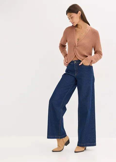 Maglione a coste in misto viscosa fluente, bonprix