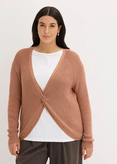 Maglione a coste in misto viscosa fluente, bonprix