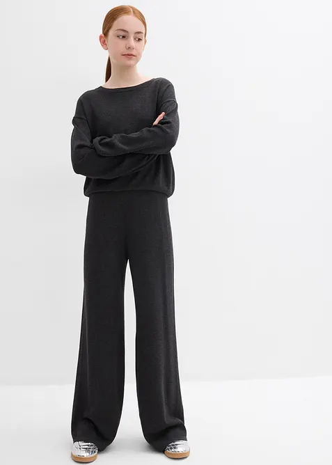 Maglione in filato fine e pantaloni in maglia di morbida viscosa (set 2 pezzi), bonprix