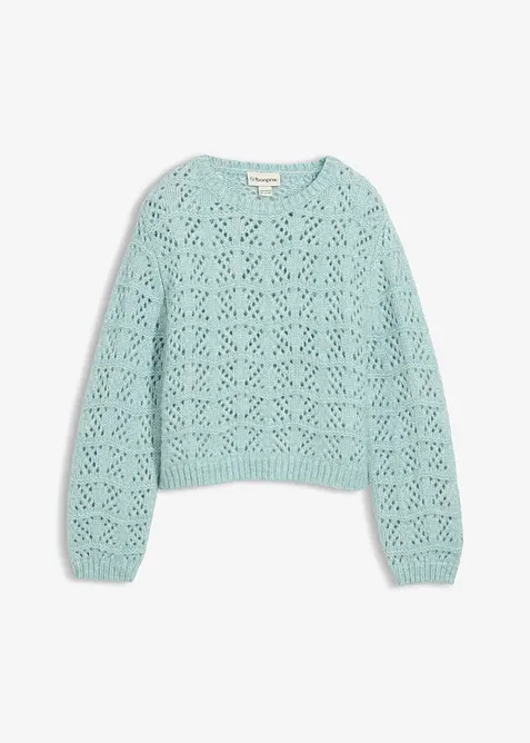 Maglione in  filato grosso con ricami traforati, bonprix