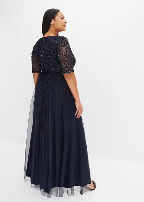 Abito da sera in tulle delicato con ricamo e paillettes, bonprix
