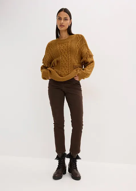 Maglione oversize con frange, bonprix