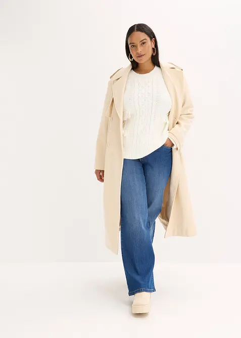 Maglione oversize con frange, bonprix