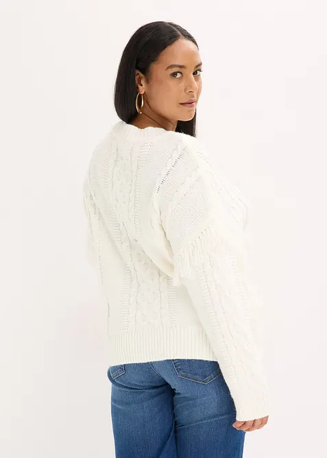 Maglione oversize con frange, bonprix