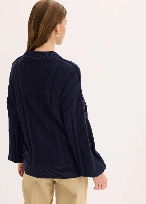 Maglione oversize con lavorazione a trecce, bonprix