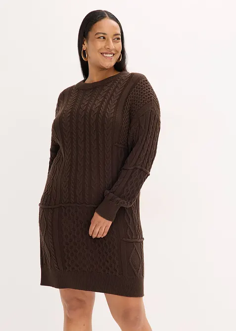 Abito in maglia a trecce, bonprix