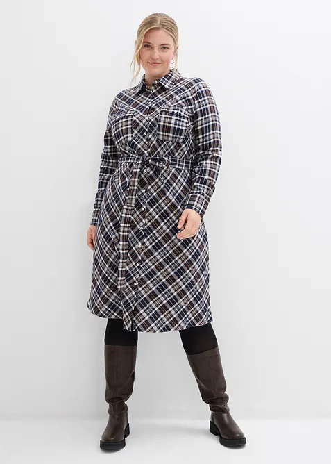 Abito chemisier in morbida flanella, bonprix