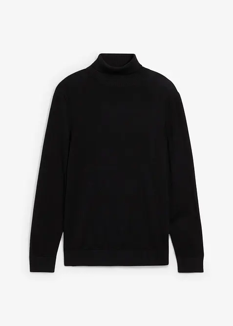 Maglione a collo alto in filato fine con lana merino, slim fit, bonprix