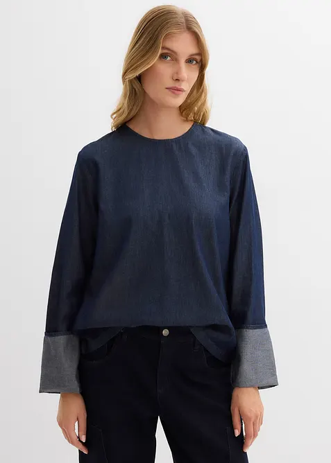 Blusa di jeans a maniche larghe, bonprix