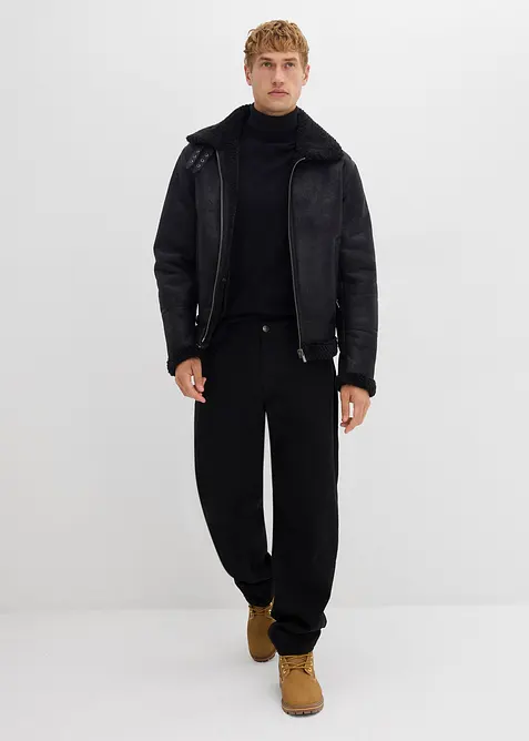 Maglione a collo alto in filato fine con lana merino, slim fit, bonprix