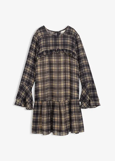 Abito in chiffon con volant, bonprix