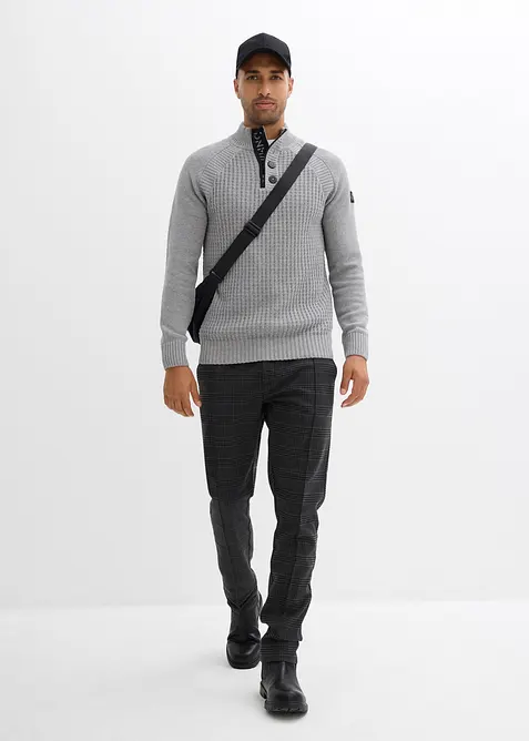 Maglione operato a collo alto con cotone riciclato, bonprix