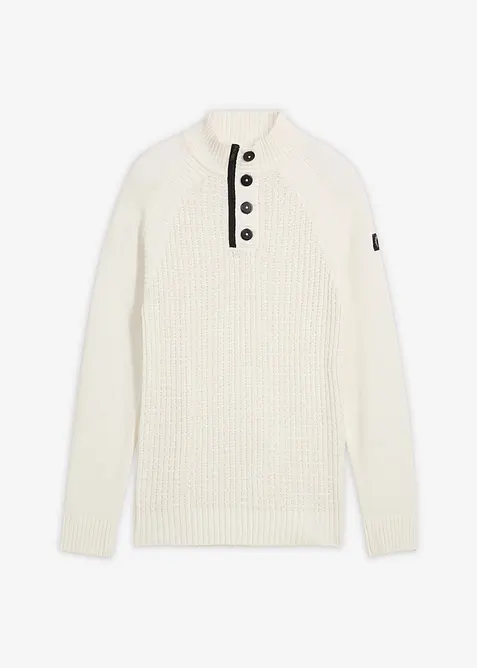 Maglione operato a collo alto con cotone riciclato, bonprix