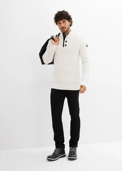 Maglione operato a collo alto con cotone riciclato, bonprix