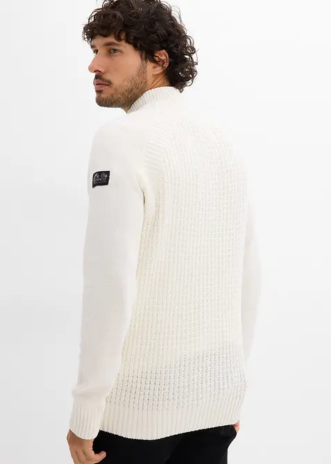 Maglione operato a collo alto con cotone riciclato, bonprix