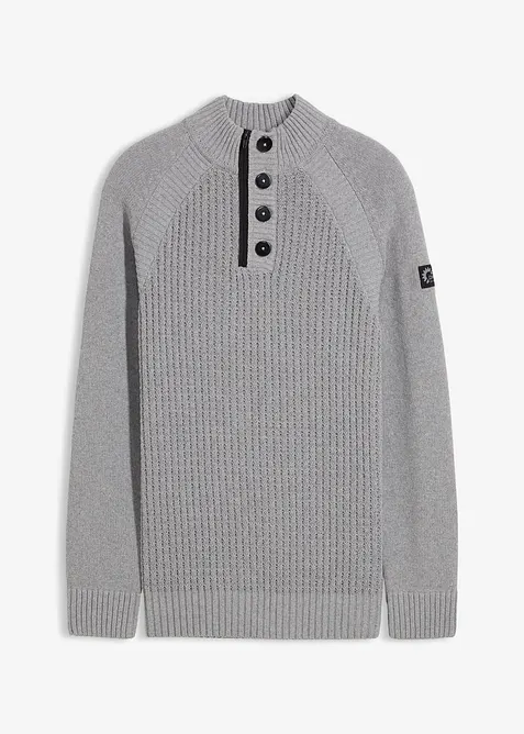 Maglione operato a collo alto con cotone riciclato, bonprix