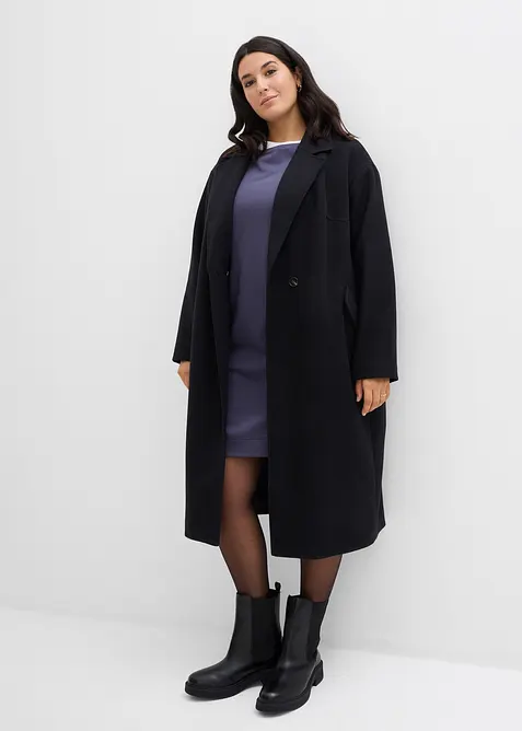 Abito in felpa con manica a 3/4 e interno garzato morbido, bonprix