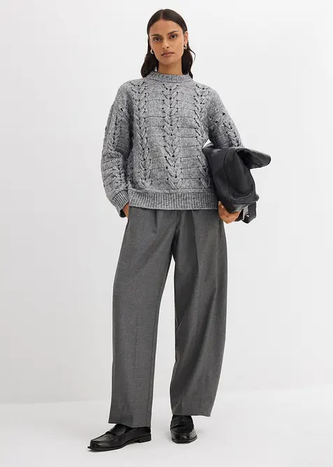 Maglione in  filato grosso a trecce, bonprix