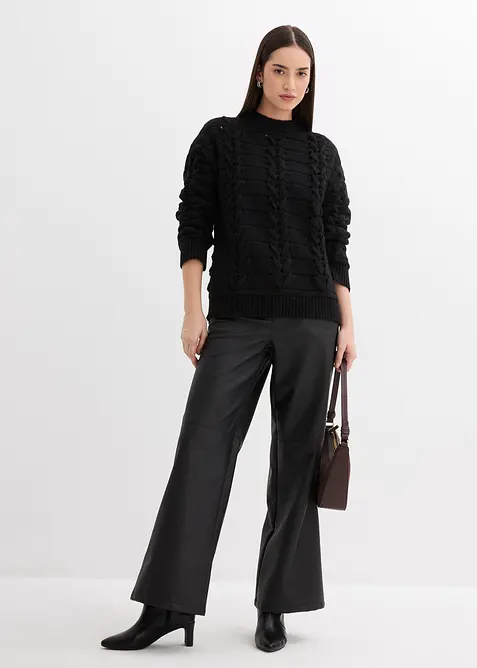 Maglione in  filato grosso a trecce, bonprix