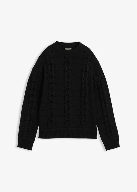 Maglione in  filato grosso a trecce, bonprix