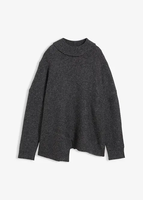 Maglione in misto lana con fondo asimmetrico, bonprix