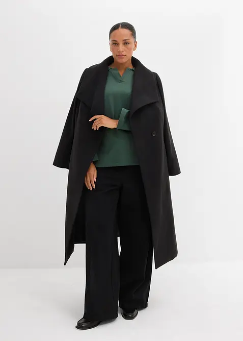 Felpa in cotone biologico con colletto polo in maglia, bonprix