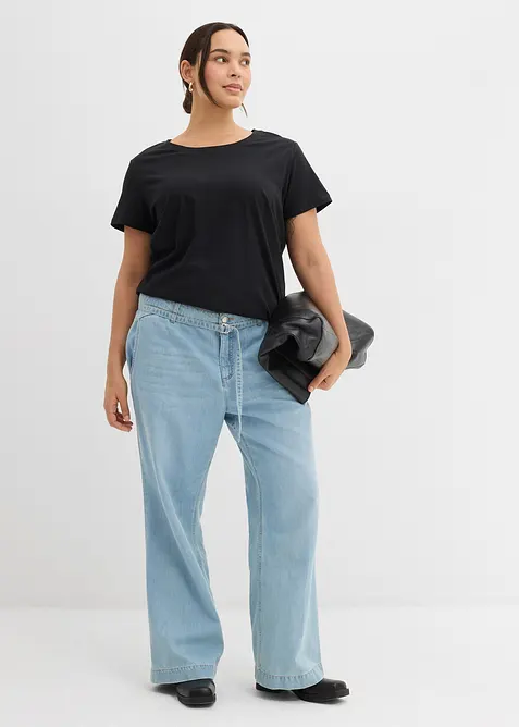 Jeans wide leg con cintura, vita media, bonprix