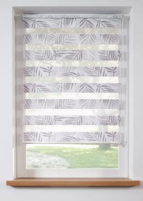 Tenda a rullo doppia con fantasia a foglie, bonprix