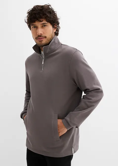 Felpa in puro cotone biologico con tasche e fondo dritto, bonprix