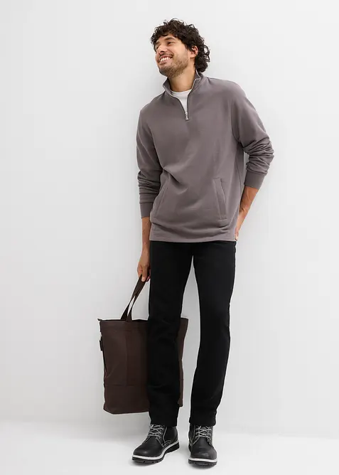 Felpa in puro cotone biologico con tasche e fondo dritto, bonprix