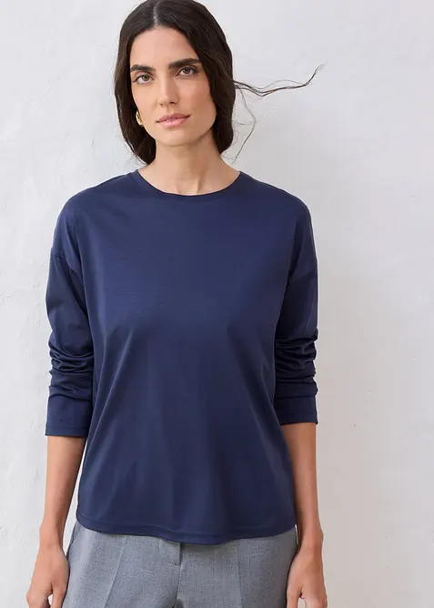 Maglia a maniche lunghe in misto seta, bonprix