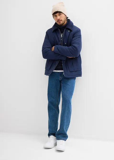 Giacca invernale imbottita con colletto in velluto a coste, bonprix