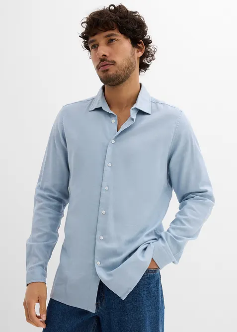 Camicia elegante in flanella di puro cotone, slim fit, bonprix