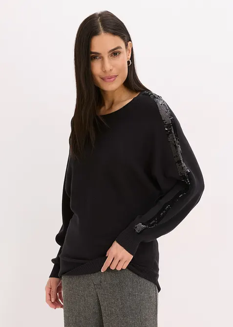 Maglione in filato fine con paillettes, bonprix
