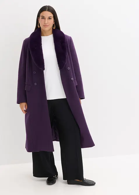 Cappotto con collo in pelliccia sintetica staccabile, bonprix