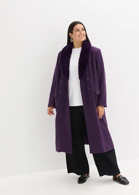 Cappotto con collo in pelliccia sintetica staccabile, bonprix