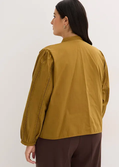 Blusa in cotone con dettagli in pizzo, bonprix
