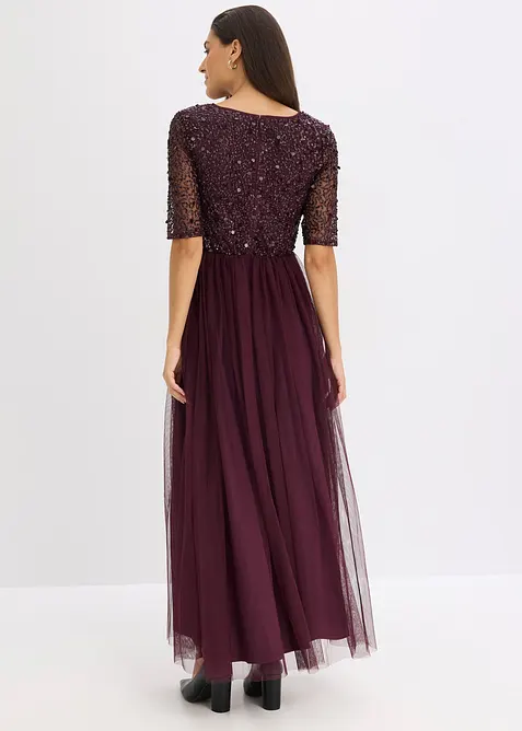 Abito da sera in tulle delicato con ricamo e paillettes, bonprix