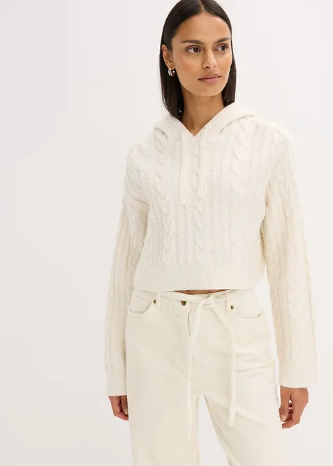 Maglione in  filato grosso con cappuccio, bonprix