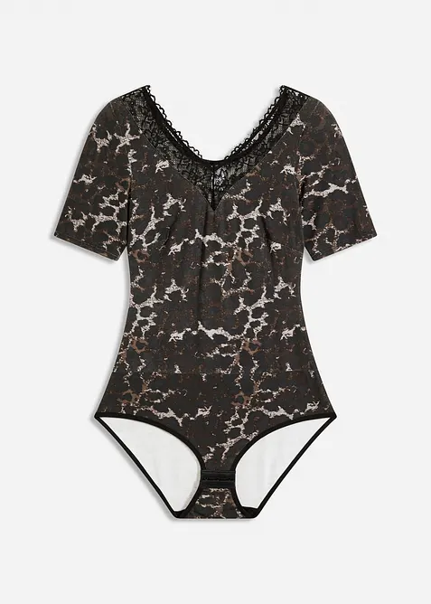 Body a mezze maniche in modal con pizzo, bonprix