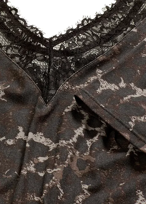 Body a mezze maniche in modal con pizzo, bonprix