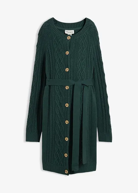 Cardigan prémaman extra lungo e abito di maglia in misto cotone, bonprix