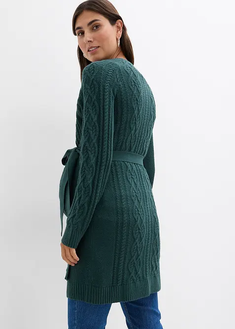 Cardigan prémaman extra lungo e abito di maglia in misto cotone, bonprix
