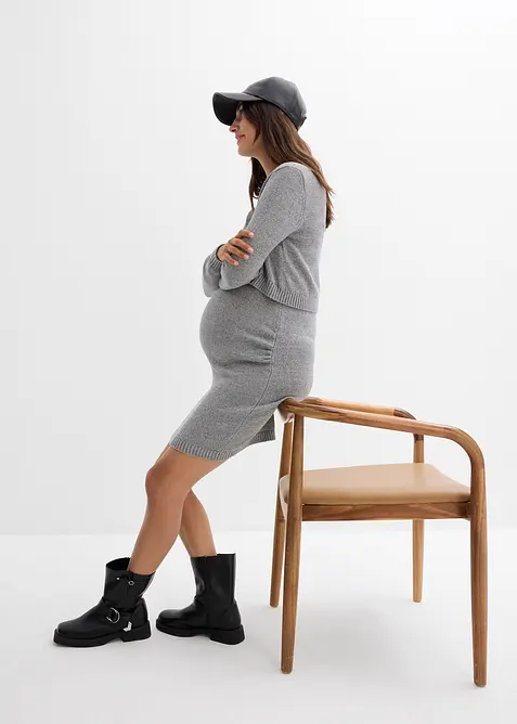 Completo prémaman a due pezzi: maglione e gonna in cotone con filato lucido, bonprix