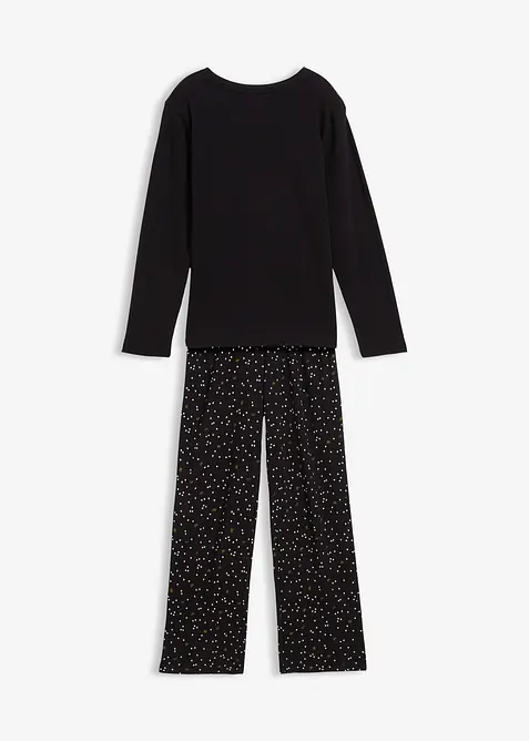 Pigiama in cotone morbido con stampa glitterata, bonprix