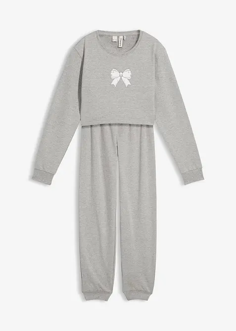 Tuta da casa con morbido cotone e felpa dal taglio corto, bonprix