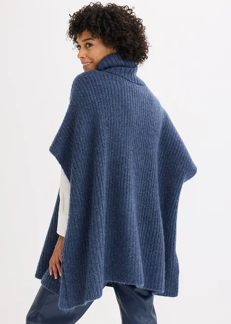 Maglione stile poncho con percentuale di lana, bonprix