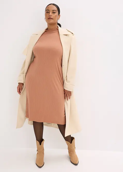 Abito di jersey a coste in misto viscosa, bonprix