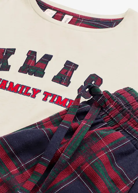 Pigiama con pantaloni in flanella e sacchetto regalo, bonprix