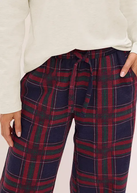 Pigiama con pantaloni in flanella e sacchetto regalo, bonprix